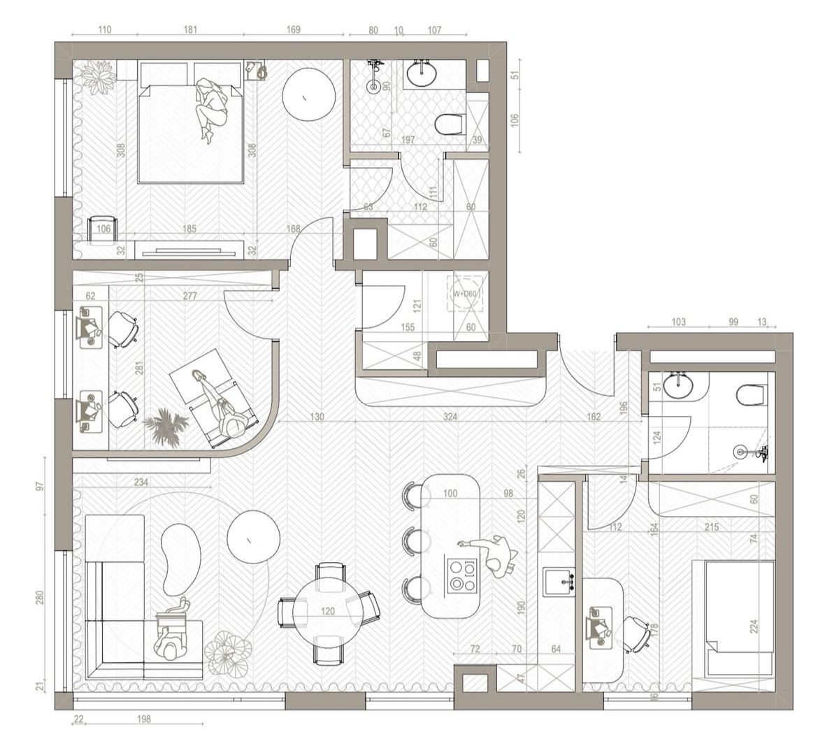 Judy Designs brief stage with interior layout plan