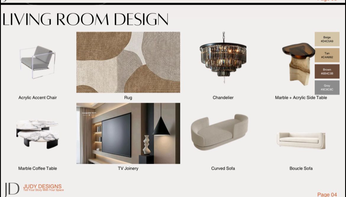 Judy Designs design story and concept presentation board